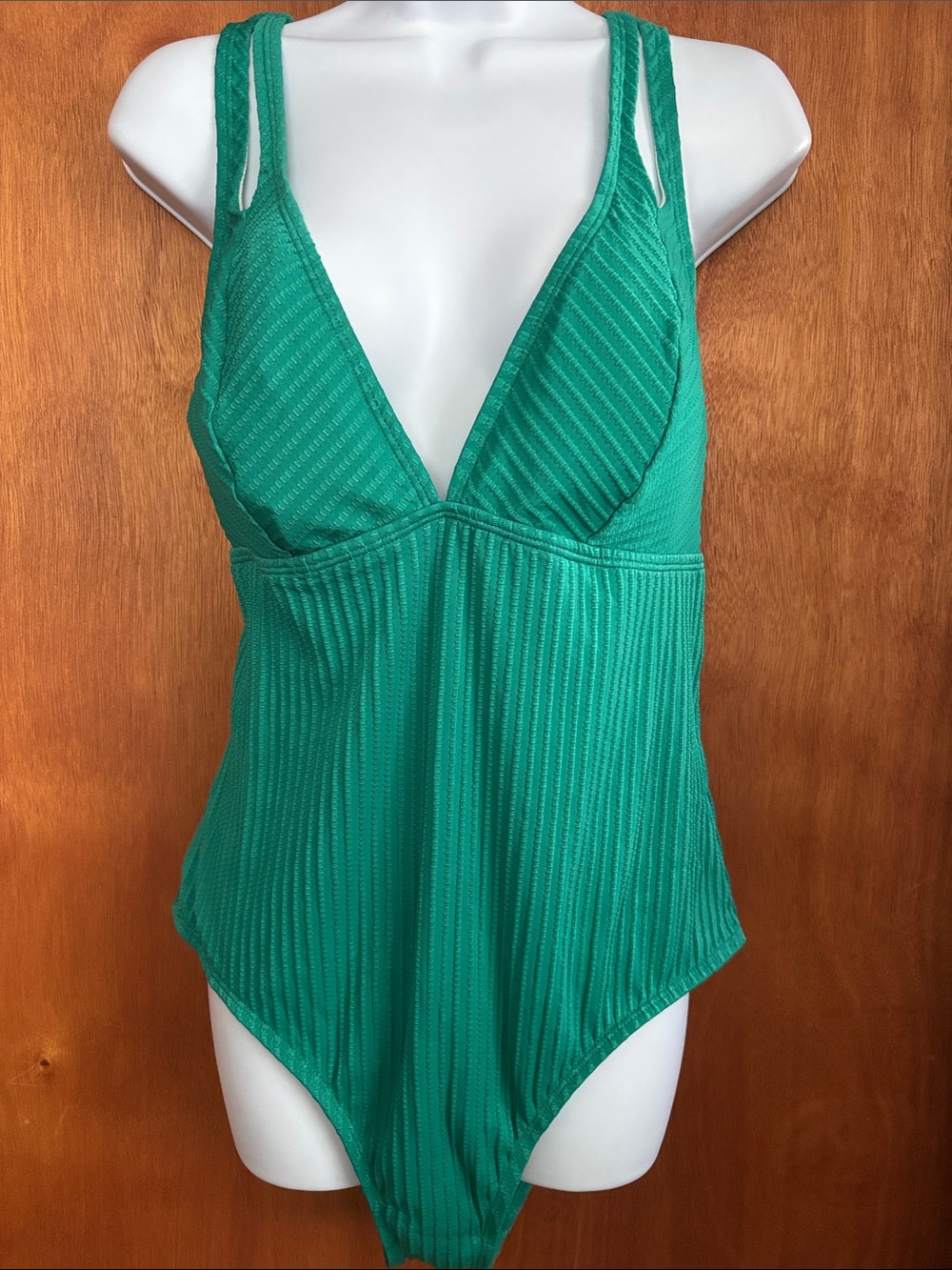 Cupshe: Emerald Ribbed One-Piece Swimsuit